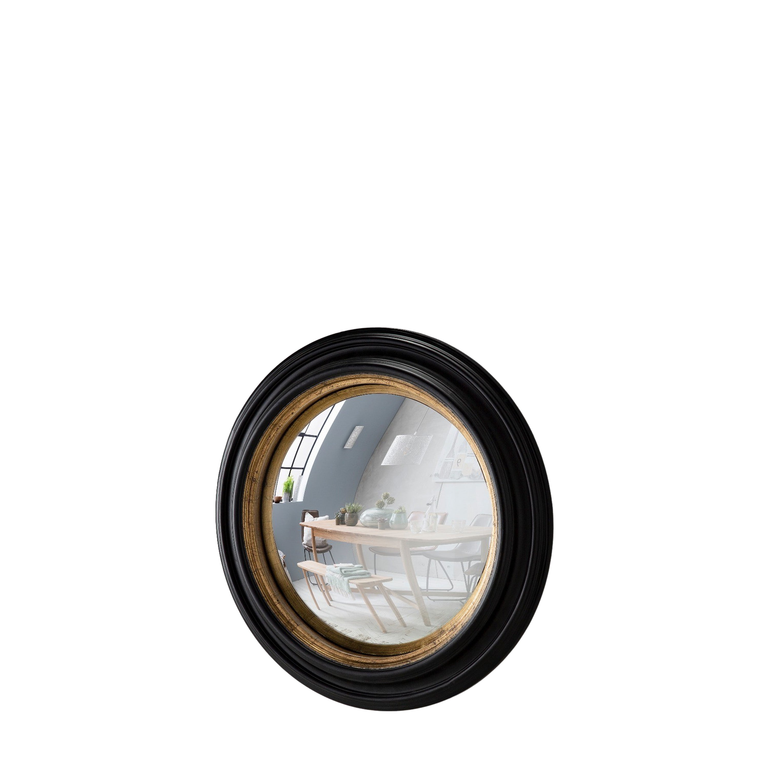 Silas Black & Gold Convex Wall Mirror | Small